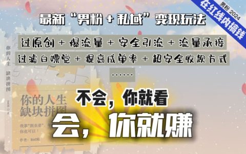 2024 年，‘男粉+私域’仍是最穩(wěn)健、最賺錢、最輕松、最愉快的變現(xiàn)途徑【深度揭秘】