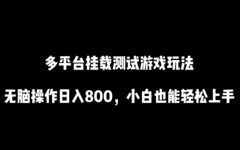 多平臺游戲測試掛載技巧，簡易操作日賺800，適合初學者快速入門【獨家揭秘】