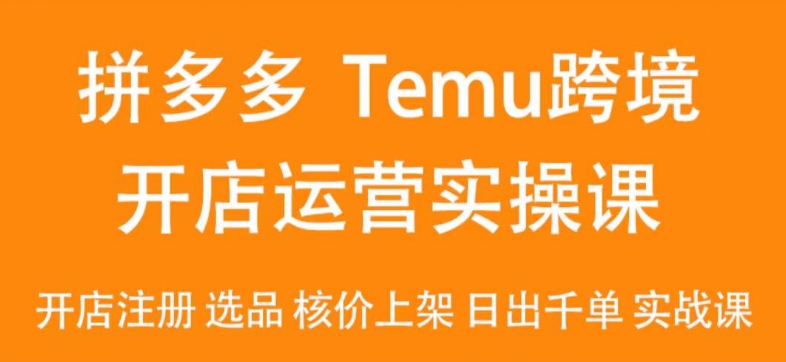 2024Temu最新玩法,Temu跨境開店運營實操課,開店注冊/選品/核價上架/日出千單實戰課