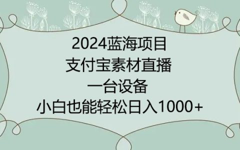 2024藍海項目揭曉：支付寶直播素材，無需出鏡，初學者日賺1000+實操攻略【深度解析】