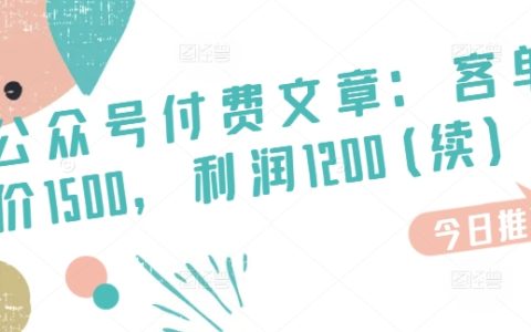某公眾號付費文章分析：售價1500元，利潤空間1200元（續篇），市場潛力巨大，空白領域機遇
