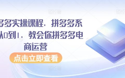 拼多多電商運營實戰課程，從零基礎到精通全流程，掌握拼多多店鋪經營技巧