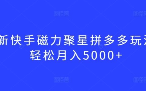 快手磁力聚星拼多多新策略，實(shí)現(xiàn)月入5000+的輕松玩法【深度揭秘】