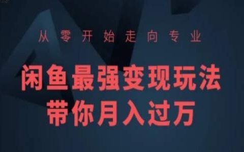 零基礎小白變專家，閑魚全新變現策略，帶你輕松月入過萬