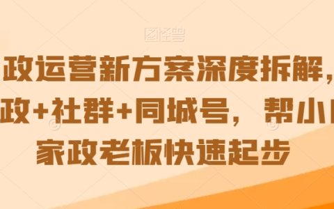 全新家政運營攻略：深度解析家政+社群營銷+同城推廣策略，助力家政新手老板快速上手