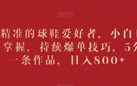 球鞋愛好者必看：小白輕松掌握爆單技巧，高效產出5分鐘作品，實現日賺800+【實戰攻略】