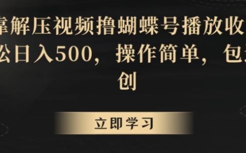蝴蝶號解壓視頻引流秘技：輕松實現日賺500，原創操作簡易，播放收益穩增【實操揭秘】