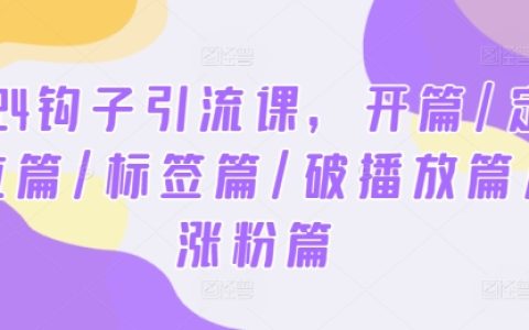 2024年鉤子引流課程攻略：入門篇、定位策略、標簽運用、播放突破、粉絲增長全解析