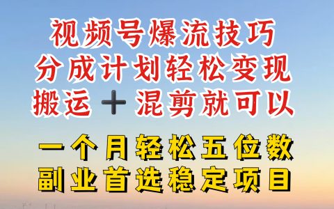 視頻號(hào)分成最暴力賽道揭秘：原創(chuàng)短視頻高效產(chǎn)出攻略，最強(qiáng)搬運(yùn)+混剪新技巧，一做即火！