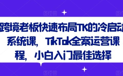 跨境老板快速布局TK的冷啟動(dòng)系統(tǒng)課！TK快速上手指南，TikTok全程運(yùn)營(yíng)培訓(xùn)，新手入門首選課程