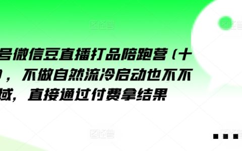 視頻號(hào)微信豆直播培訓(xùn)營(yíng)（第十三期）：跳過(guò)自然流量與私域，高效付費(fèi)直達(dá)成果