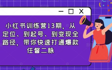 小紅書爆文攻略：第13期賬號運營訓練營，從定位到變現全攻略，助你快速掌握爆款密碼