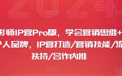 攝影師IP營Pro進階版：掌握營銷思維，塑造個人品牌，獲取IP營全方位打造秘籍，包括營銷技巧、流量扶持與合作內推