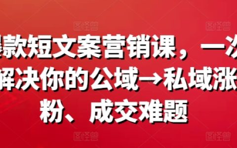 公域到私域轉化大師課：一招解決漲粉與成交痛點，揭秘爆款文案背后的秘密