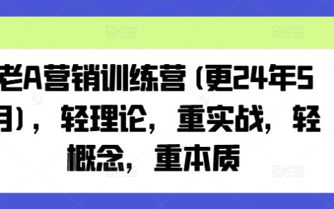 實戰導向的老A營銷精英訓練營：2024年8月最新版，摒棄理論堆砌，聚焦核心實踐