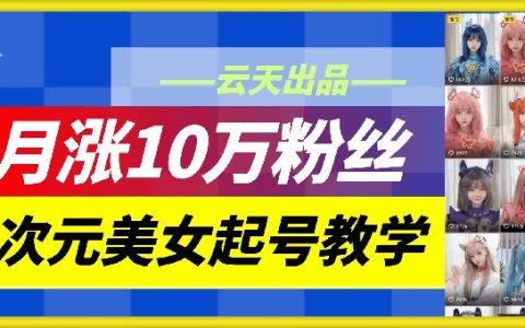 云天二次元美女起號技巧揭秘，月漲10萬粉絲且不被判定為搬運