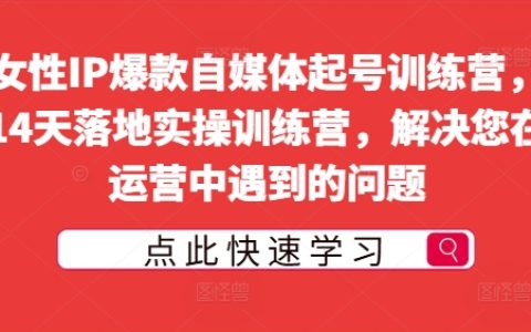 女性IP爆款自媒體起號14天實操訓練營，解決自媒體運營難題的落地方案