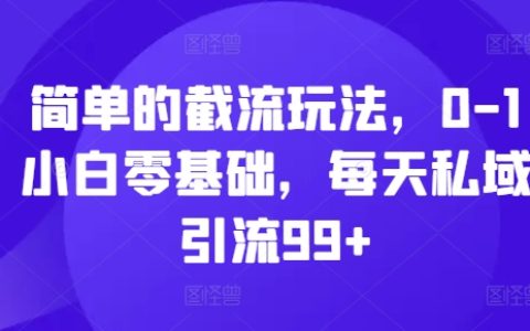 0-1小白零基礎(chǔ)輕松掌握截流玩法，每日私域引流超99+【實(shí)用技巧】