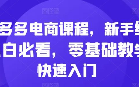 拼多多電商實戰教程，適合電商新手，從零開始學起，輕松掌握電商入門技巧