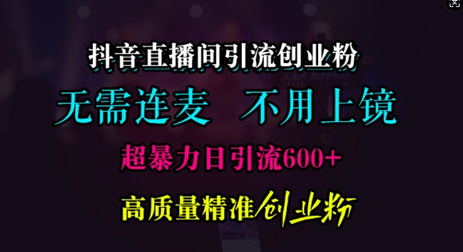抖音直播間引流創業粉,無需連麥、無需上鏡,超暴力日引流600+高質量精準創業粉【揭秘】