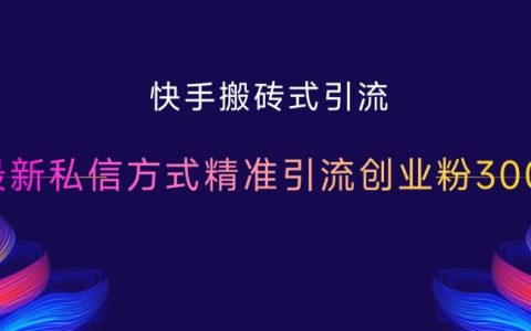 快手引流實(shí)戰(zhàn)：最新私信技巧精準(zhǔn)獲取創(chuàng)業(yè)粉絲300+