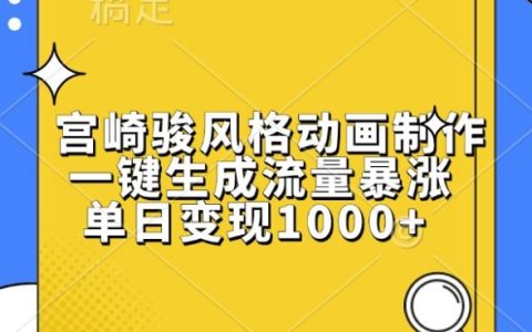 模仿宮崎駿風格動畫創作，輕松實現單日流量暴漲及千元收益