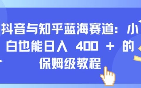 抖音與知乎藍海賽道攻略：小白也能實現每日收益400元的詳細教程