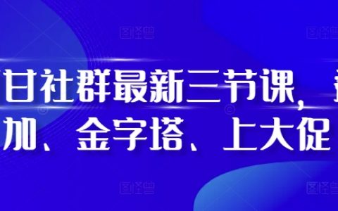 阿甘社群最新課程：疊加技巧、金字塔策略及大促應(yīng)用