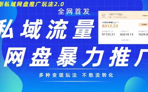 全新私域網盤拉新策略2.0版，多樣化盈利途徑，實現私域用戶回流，每日穩定收入超500元【深度解析】