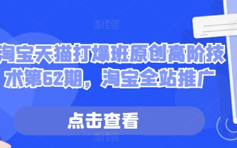 淘寶天貓高階推廣技巧第62期：全方位解析全站推廣策略