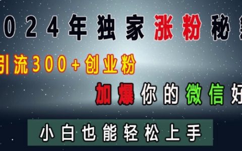 2024年最新漲粉策略，每日吸引300+創業粉絲，輕松增加微信好友，小白也能快速上手