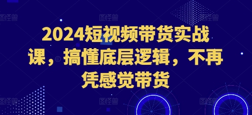 2024短視頻帶貨實戰課,搞懂底層邏輯,不再憑感覺帶貨