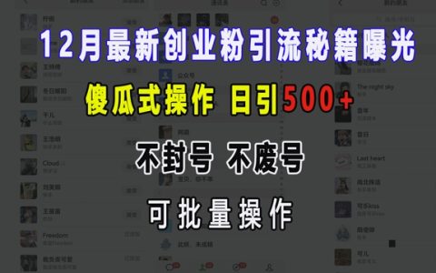 高效創(chuàng)業(yè)引流技巧大公開：傻瓜式操作日增粉絲500+，不封號(hào)不廢號(hào)可批量操作【實(shí)戰(zhàn)指南】