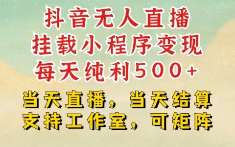 抖音無人直播小程序掛載快速變現技巧：每日穩賺500+，直播即結算支持工作室矩陣運營【揭秘】