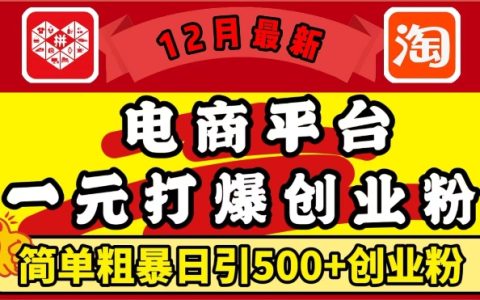 12月更新：電商平臺1元引流策略，每日吸引500+精準創業粉絲，輕松實現月收入過萬【獨家揭秘】
