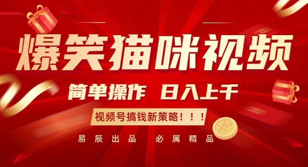 爆笑貓咪視頻:簡單操作,日入過K,視頻號搞錢新策略【揭秘】