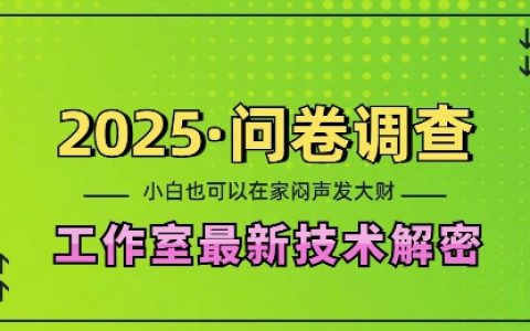 2025年問卷調查工作室核心技術揭秘：居家創業，新手日賺200+，輕松矩陣操作，揭秘攻略