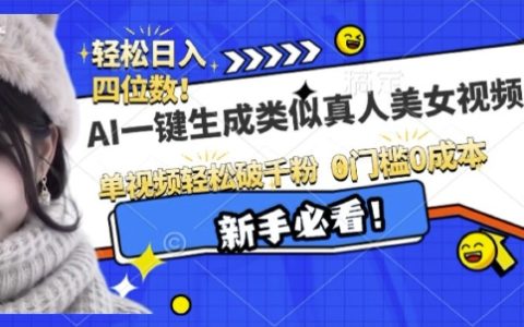 AI技術打造仿真美女視頻，一鍵生成助力漲粉過千，簡單操作輕松上手