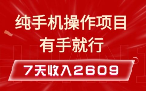 手機也能做的小項目，7天賺取2609元，實戰教程全程指導揭秘
