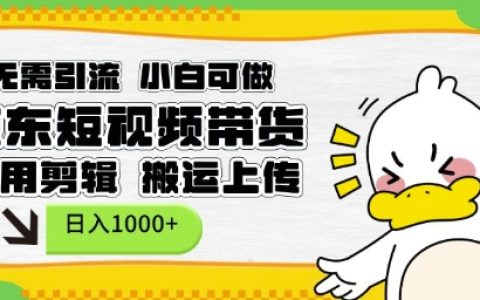 京東短視頻帶貨新手指南，無需剪輯，簡單搬運上傳，輕松實現日收入1000元【全面揭秘】