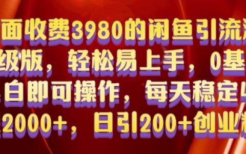 閑魚引流實戰(zhàn)教程：3980元課程揭秘，0基礎小白輕松日引200+創(chuàng)業(yè)粉絲保姆級指導