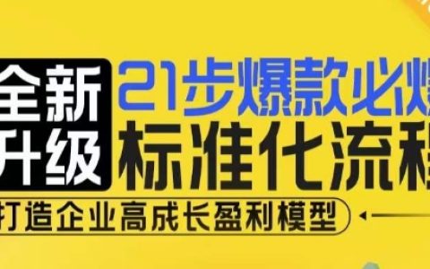 21步爆款打造標準化流程，全新升級，助力企業實現高增長盈利模式