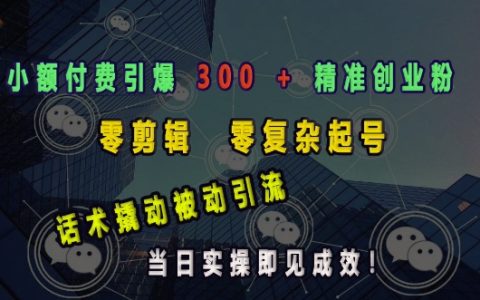低成本啟動精準創業社群：零剪輯零基礎快速吸粉300+，話術引流當日見效實戰指南