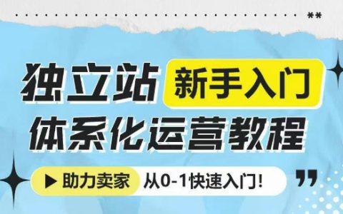 獨立站新手入門體系化運營教程，助力獨立站賣家從0-1快速入門!