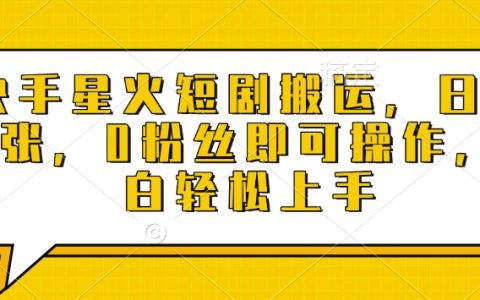 快手短劇搬運技巧：日收入提升，零粉絲也能操作，小白輕松入門指南【獨家揭秘】