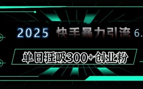2025年快手新版6.0全方位指導(dǎo)教程，每日吸引300+精準(zhǔn)創(chuàng)業(yè)粉絲保姆級(jí)教學(xué)
