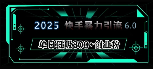 2025年快手6.0保姆級教程震撼來襲，單日狂吸300+精準創業粉