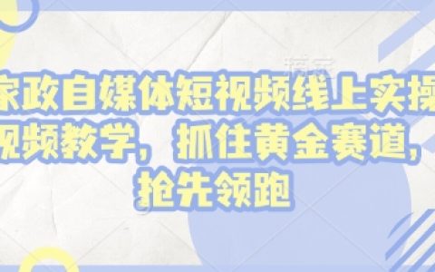 家政自媒體實戰視頻教程：線上操作指南，搶占黃金賽道，領先一步領跑!