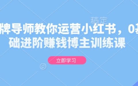金牌講師指導小紅書運營，0基礎至高手博主進階訓練營，手把手教你實現盈利