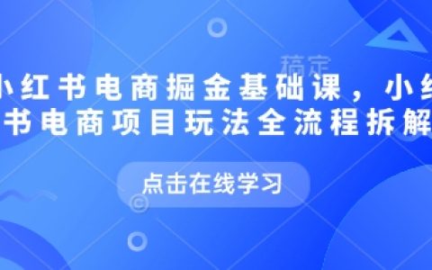 小紅書電商盈利課程，全方位解析小紅書電商項目操作流程與策略